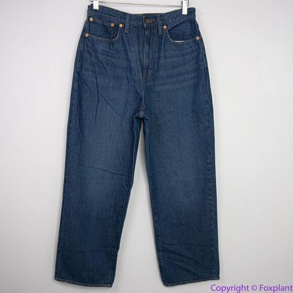 NEW Madewell Baggy Straight Jeans in Dark Worn Indigo Wash, 28 - Picture 2 of 16